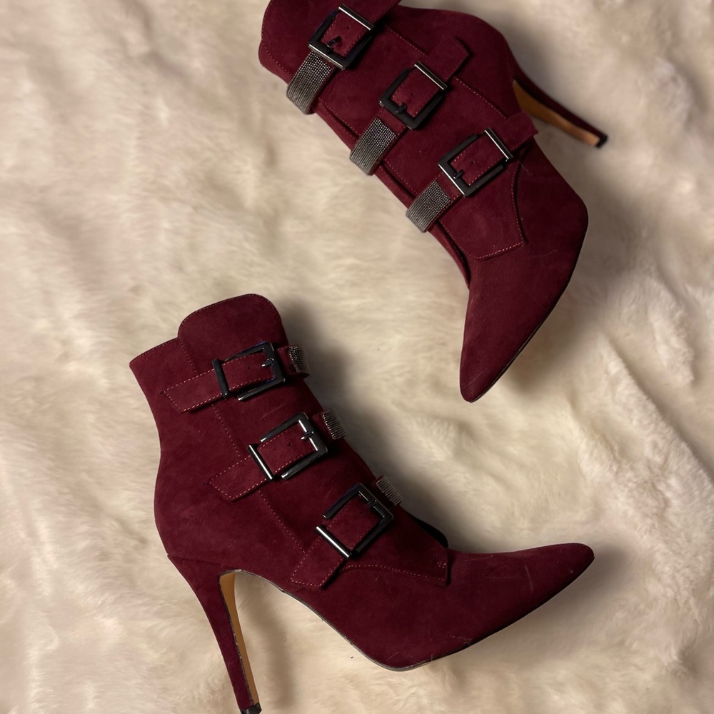 Burgundy ankle boots